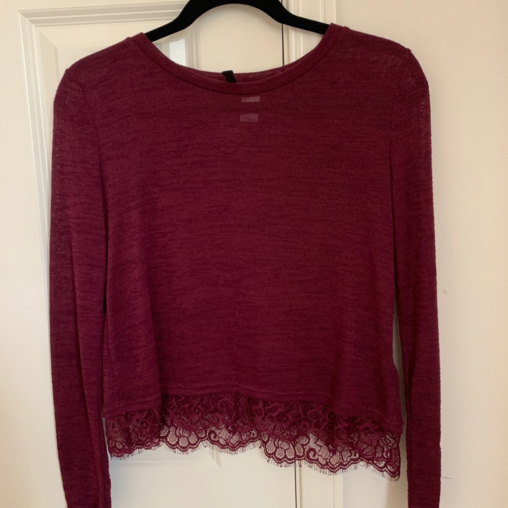 Lace Trimmed Knit Sweater